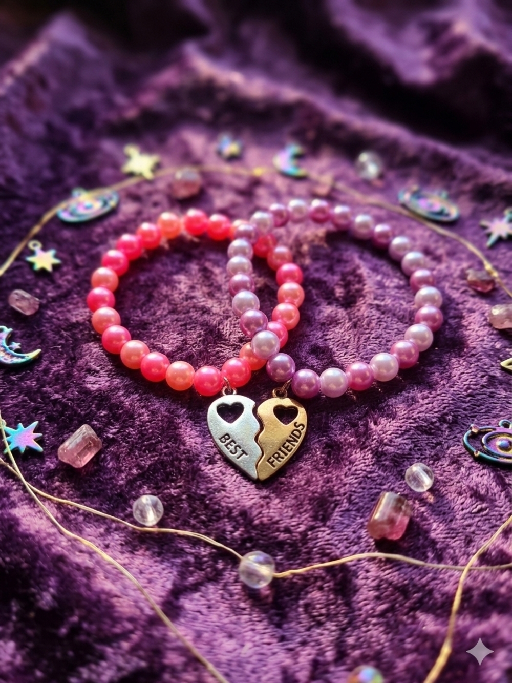 Best Friends Pink & Lavender Beaded Bracelet Set